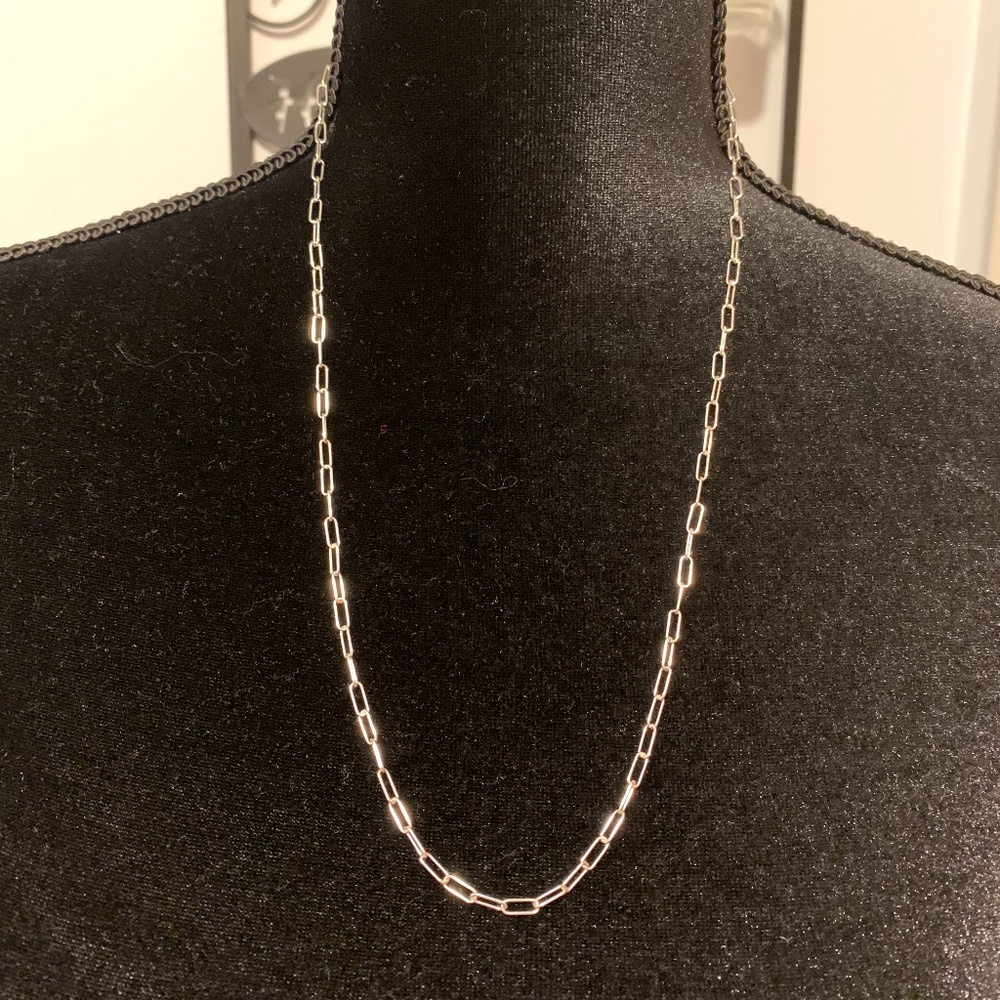 FIRM!!! 24” Sterling Silver Necklace, 925, Paper Clip Design